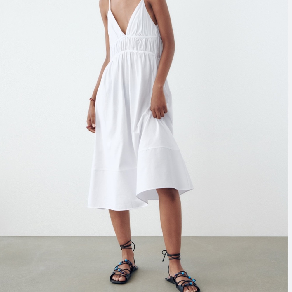 Zara NWT white poplin Dress - Picture 2 of 8